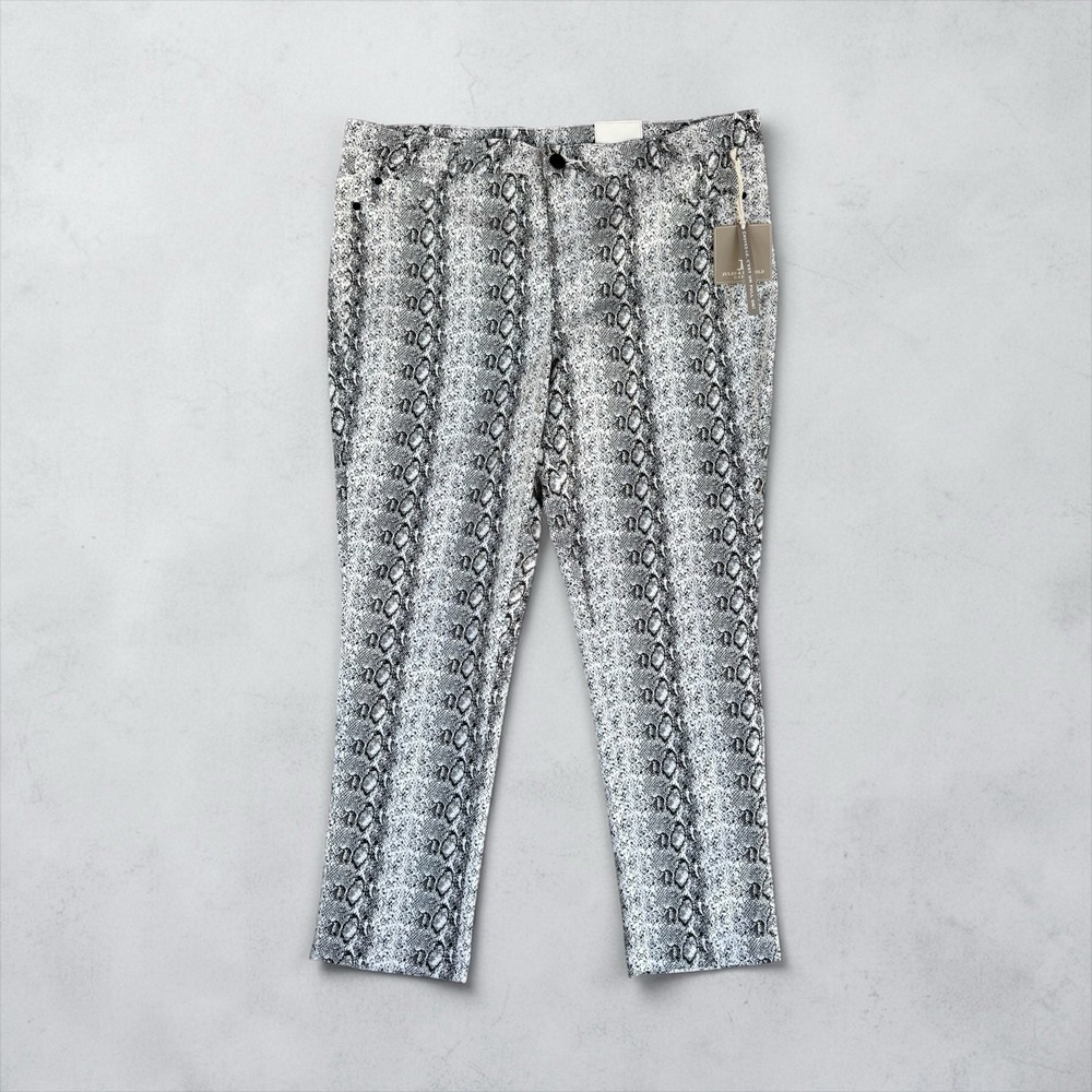 Jules & Leopold Snake Skin‎ Pattern Cropped Stretch Black White Pants Size XL 16
